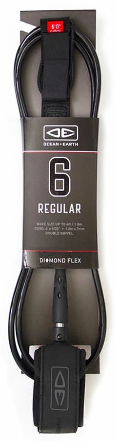 Ocean And Earth Diamond Flex Reg Leash BLACK 6 Ft