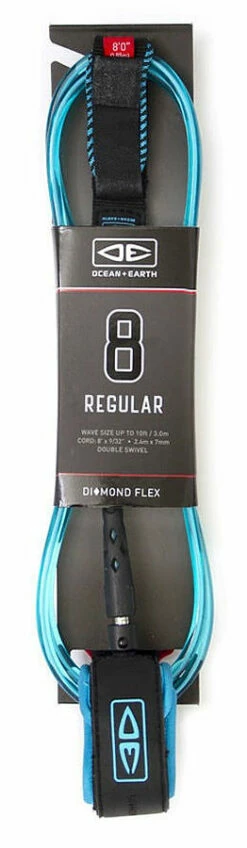 Ocean And Earth Diamond Flex Reg Leash Blue 8 Ft